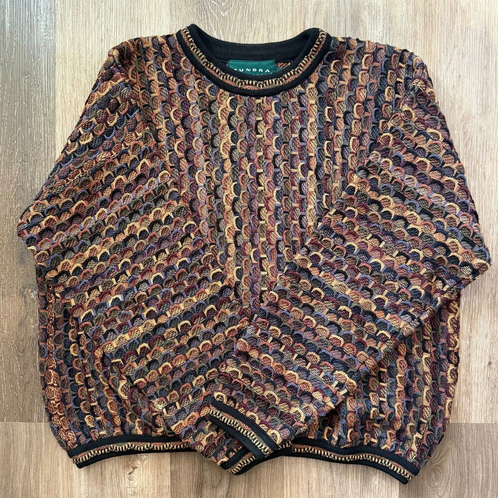 Vintage Tundra Sweater Biggie Cosby Coogi 90s L 3D Textured Chunky Pullover VGC